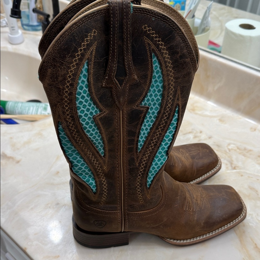 Ariat Distressed Brown and Turquoise Boots